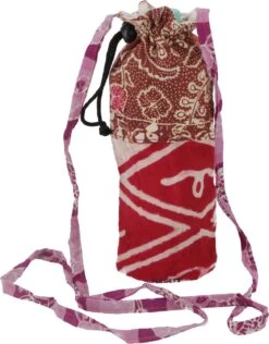Wasserflaschen Tasche, Batik Patchwork Flaschenhalter Ethno - Rosa/rot