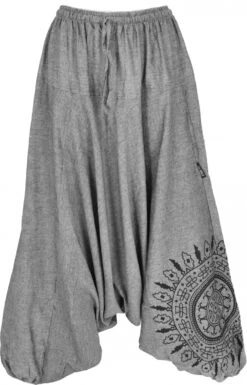 Haremshose Pluderhose,Pumphose Mit Mandala, Aladinhose Aus Baumwolle - Grau
