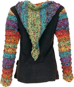 Patchwork Stonewash Regenbogen Jacke Mit Zipfelkapuze, Goa Jacke - Modell 1 -Modebekleidungsgeschäft 19048 3 29 223kleidertops bhawani 153