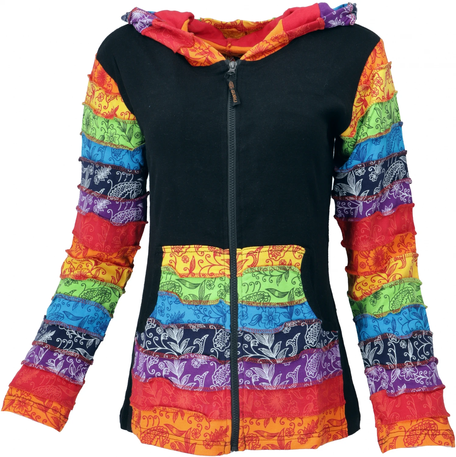 Regenbogen Stonewash Zipfelkapuzen Jacke, Goa Jacke - Modell 4 5 Regenbogen Stonewash Zipfelkapuzen Jacke, Goa Jacke - Modell 4 – Bild 3
