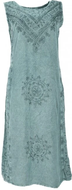 Besticktes Boho Sommerkleid, Indisches Hippie Kleid - Aqua Design 4