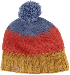 Bommelmütze Aus Nepal, Mütze Aus Schurwolle, Wintermütze - Blau/rost -Modebekleidungsgeschäft 23233 3 th 20234055muetzen handschuhe planet 2022 54