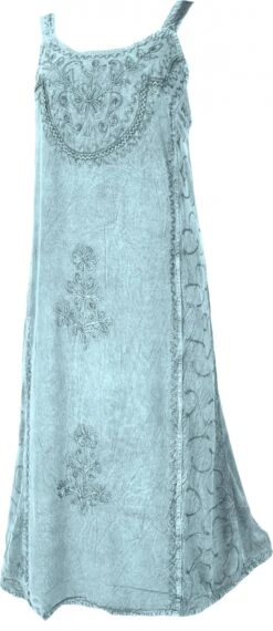 Besticktes Indisches Sommerkleid Boho Chic - Hellblau