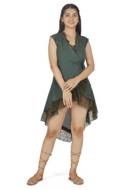 Wickeltunika Mit Spitze - Dunkelgrün -Modebekleidungsgeschäft 23507 h 22 ago0676