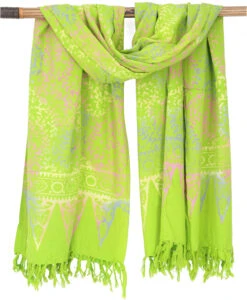 Bali Batik Sarong, Wandbehang, Wickelrock, Sarongkleid, Strand Tuch - Design 25/lemon - 160x110 Cm
