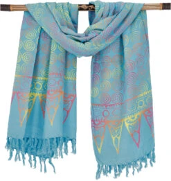 Bali Batik Sarong, Wandbehang, Wickelrock, Sarongkleid, Strand Tuch - Design 20/türkisblau - 160x100 Cm
