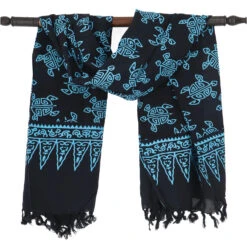 Bali Batik Sarong, Wandbehang, Wickelrock, Sarongkleid, Strand Tuch - Design 2/schwarz - 160x100 Cm