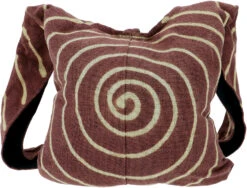 Sadhu Bag Mit Batik - Spirale; Große Boho Schultertasche, Schulterbeutel - Braun - 35x40x10 Cm -Modebekleidungsgeschäft 27520 12356tilo taschen 20