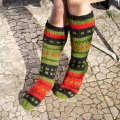 Handgestrickte Schafwollsocken, Nepal Socken - Grün -Modebekleidungsgeschäft 27728 123mode 222 39