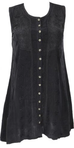 Besticktes Indisches Boho Minikleidleid Hippie Chic - Schwarz