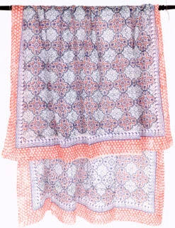 Leichter Pareo, Sarong, Handbedrucktes Baumwolltuch - Blau Kombination 12 - 190x120 Cm -Modebekleidungsgeschäft 283 09 6102020 20sarong 18