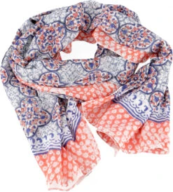 Leichter Pareo, Sarong, Handbedrucktes Baumwolltuch - Blau Kombination 12 - 190x120 Cm -Modebekleidungsgeschäft 283 09 6102020 20sarong 19