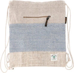 Ethno Hanf Rucksack, Turnbeutel, Sportbeutel - Natur/blau - 40x33 Cm -Modebekleidungsgeschäft 283 09 6102020 20taschen kasim 2019 294