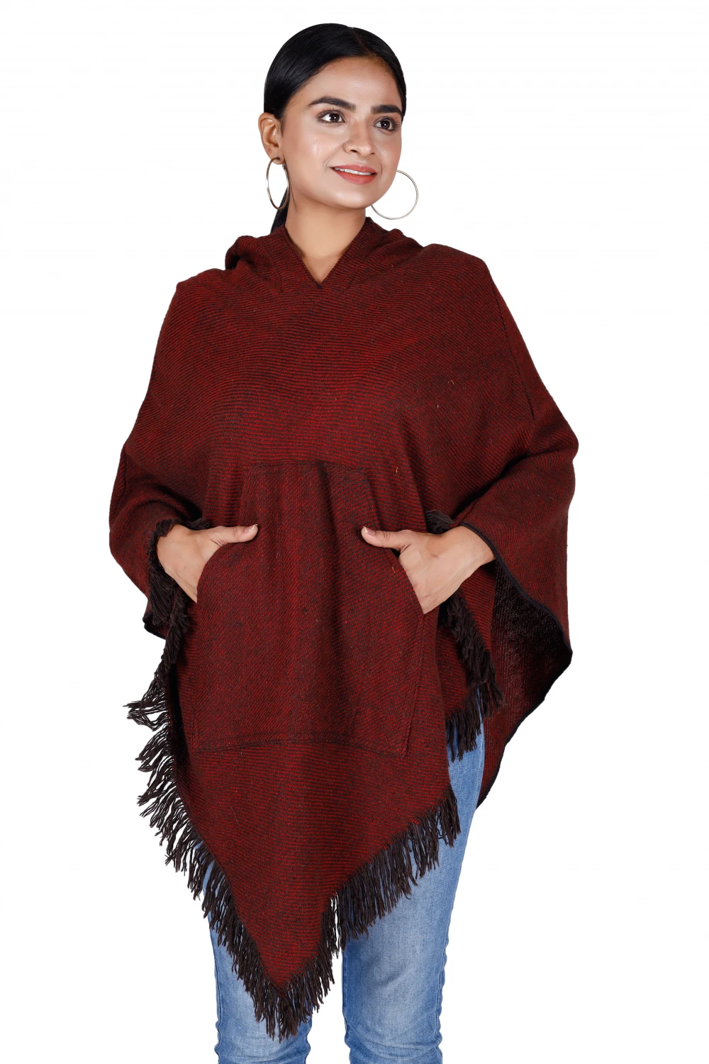 Poncho Hippie Chic Mit Zipfelkapuze, Pixi Poncho - Rot 4 Poncho Hippie Chic Mit Zipfelkapuze, Pixi Poncho - Rot – Bild 2