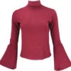 Schmales Langarmshirt Mit Trompetenärmel Und Hohem Kragen - Weinrot -Modebekleidungsgeschäft 28513 123patrpron 2023 13