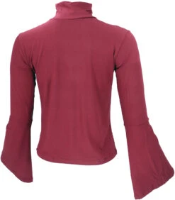 Schmales Langarmshirt Mit Trompetenärmel Und Hohem Kragen - Weinrot -Modebekleidungsgeschäft 28513 123patrpron 2023 25