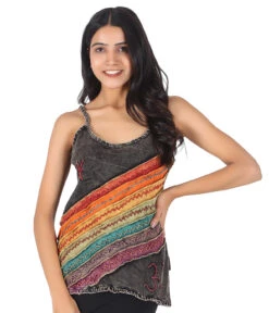 Stonewash Goa Top, Boho Style Hippie Top - Regenbogen 10