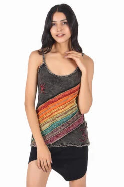Stonewash Goa Top, Boho Style Hippie Top - Regenbogen 10 -Modebekleidungsgeschäft 28657 123jago4352