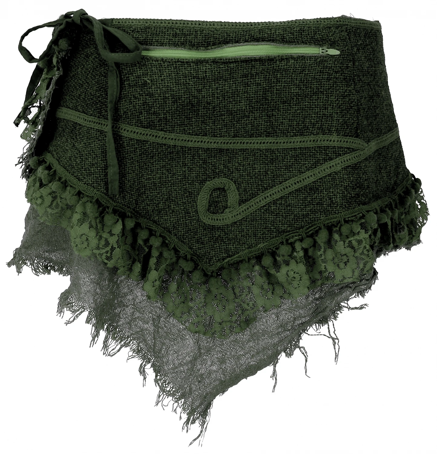 Goa Cacheur Mit Spitze, Minirock, Wickelrock Gürtel - Tannengrün 4 Goa Cacheur Mit Spitze, Minirock, Wickelrock Gürtel - Tannengrün – Bild 2