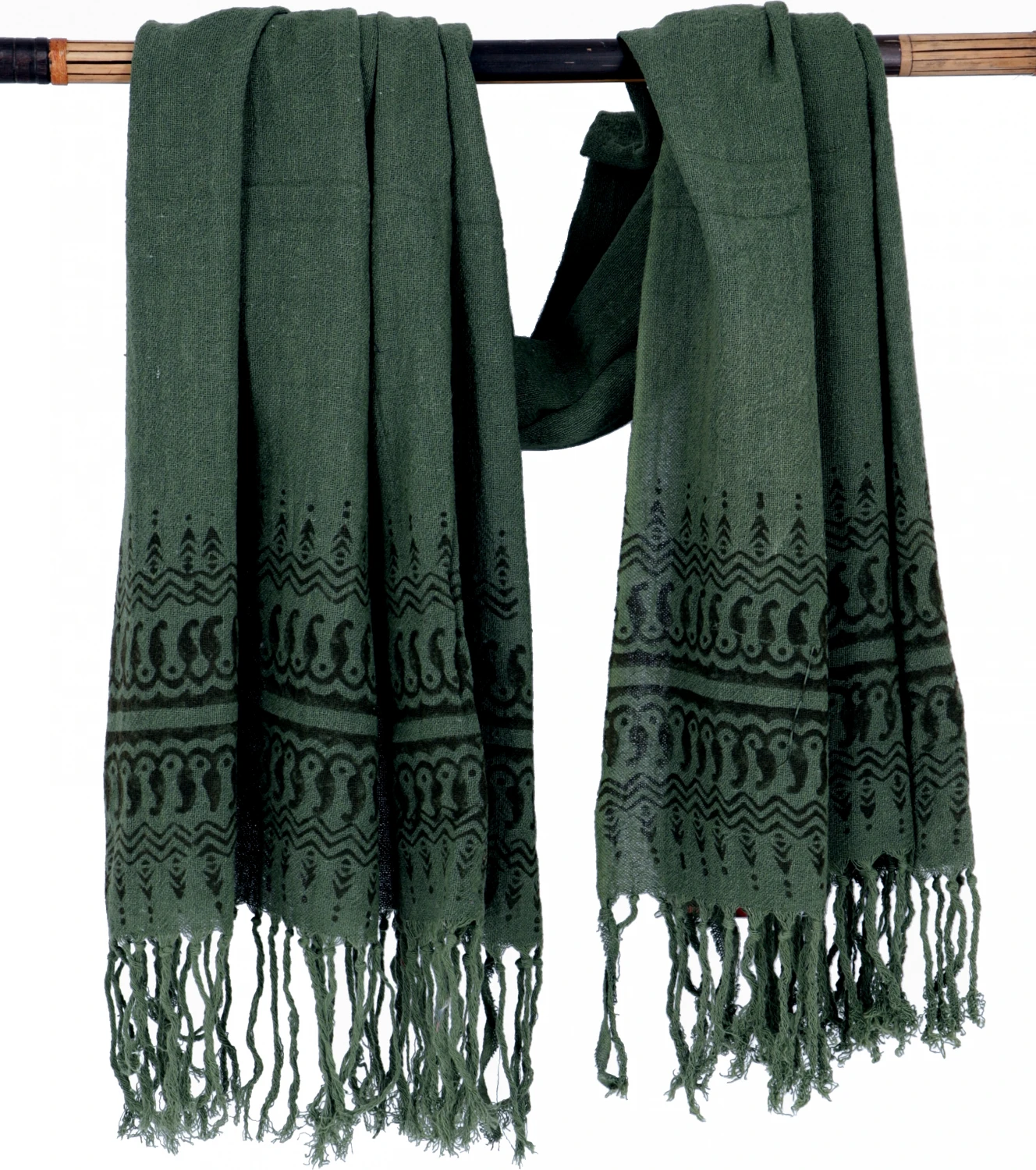 Handgewebtes Baumwolltuch Mit Tribalmuster, Webschal - Dunkelgrün - 150x100 Cm 3 Handgewebtes Baumwolltuch Mit Tribalmuster, Webschal - Dunkelgrün - 150x100 Cm