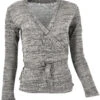 Feinstrick Wickelshirt, Yogashirt, Langarmshirt - Grau/schwarz Melliert -Modebekleidungsgeschäft 3 21 22manu 1 2021 125