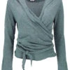 Wickelshirt, Baumwollstrick Pullover, Wickeljacke - Taubenblau -Modebekleidungsgeschäft 3 21 22ram neu 158