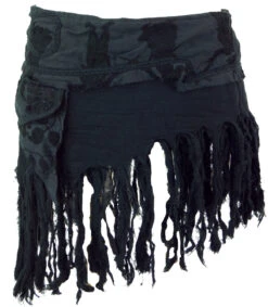 Goa Minirock, Wickelrock, Cacheur, Fransenrock - Schwarz -Modebekleidungsgeschäft 3 21 22st 5 16dsc09540