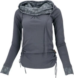Longshirt Aus Bio-Baumwolle, Boho Shirt Schalkapuze - Blaugrau -Modebekleidungsgeschäft 3 21 22trancetrip 2021 67