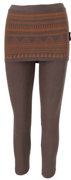 Yoga-Hose, Leggings Mit Minirock Aus Bio-Baumwolle - Taupe/caramel