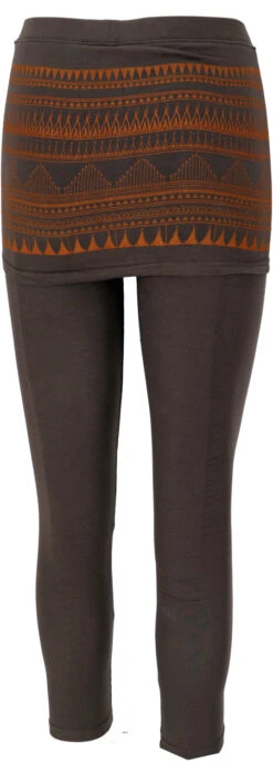 Yoga-Hose, Leggings Mit Minirock Aus Bio-Baumwolle - Taupe/caramel -Modebekleidungsgeschäft 3 21 batik thailand tops 85