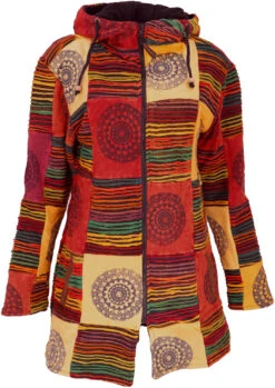 Goa Patchwork Kurzmantel, Boho Hippie Jacke - Rostorange