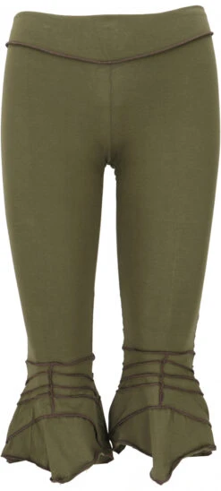 Elfen Leggings, Psytrance Goa Stretch Damenhose - Olive
