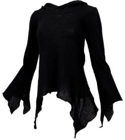 Pixishirt Mit Kapuze, Elfen Pullover - Schwarz