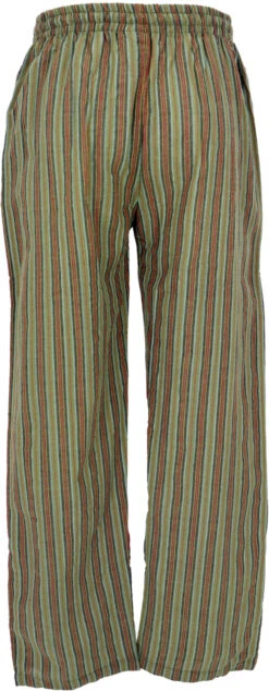 Gestreifte Yogahose, Unisex Baumwoll-Goa-Hose - Grün -Modebekleidungsgeschäft 30642 3 29 20234055guru handicraft 2022 25