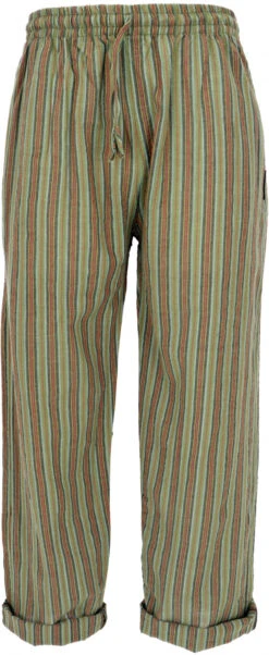 Gestreifte Yogahose, Unisex Baumwoll-Goa-Hose - Grün -Modebekleidungsgeschäft 30642 3 29 20234055guru handicraft 2022 26