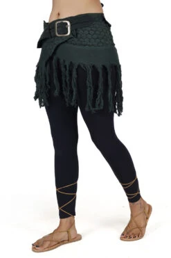 Goa Minirock, Wickelrock, Tribal Cacheur, Hüftschmeichler, Fransenrock - Grün -Modebekleidungsgeschäft 32038 3 th 202340559x1 ago1257