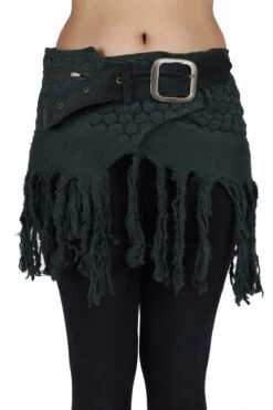Goa Minirock, Wickelrock, Tribal Cacheur, Hüftschmeichler, Fransenrock - Grün -Modebekleidungsgeschäft 32038 3 th 202340559x1 ago1260
