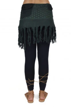 Goa Minirock, Wickelrock, Tribal Cacheur, Hüftschmeichler, Fransenrock - Grün -Modebekleidungsgeschäft 32038 3 th 202340559x1 ago1263