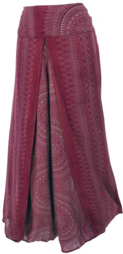 Palazzohose, Offene Boho Sommerhose, Hosenrock- Weinrot