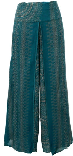 Palazzohose, Offene Boho Sommerhose, Hosenrock - Tannengrün -Modebekleidungsgeschäft 32136 12356patrpron 2023 51