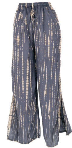 Batik Palazzohose, Hosenrock, Schlaghose, Hippie Goa Hose - Taubengrau