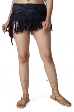 Goa Minirock, Wickelrock, Cacheur, Fransenrock - Schwarz -Modebekleidungsgeschäft 32465 3 th 202340559x1 ago0740