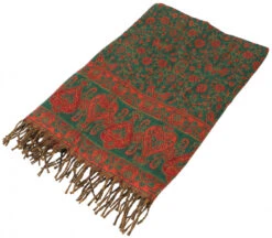 Weicher Pashmina Schal / Stola Mit Paisley Muster - Grün/orangerot - 200x95 Cm -Modebekleidungsgeschäft 32679 11 2133 1359kashi schals 2022 108