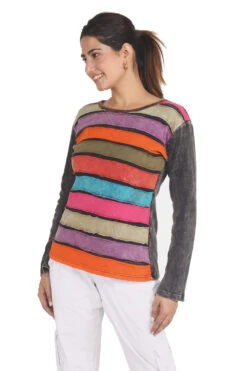 Langarmshirt Regenbogen Schwarz - Modell 4 -Modebekleidungsgeschäft 32743 123jago0259