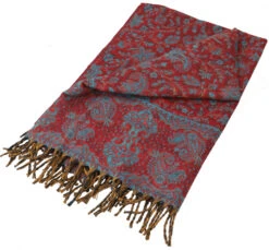 Weicher Pashmina Schal / Stola Mit Paisley Muster - Petrolblau/rot - 200x100 Cm -Modebekleidungsgeschäft 33711 11 2133 1359kashi schals 2022 100