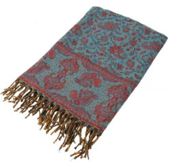 Weicher Pashmina Schal / Stola Mit Paisley Muster - Petrolblau/rot - 200x100 Cm -Modebekleidungsgeschäft 33711 11 2133 1359kashi schals 2022 101