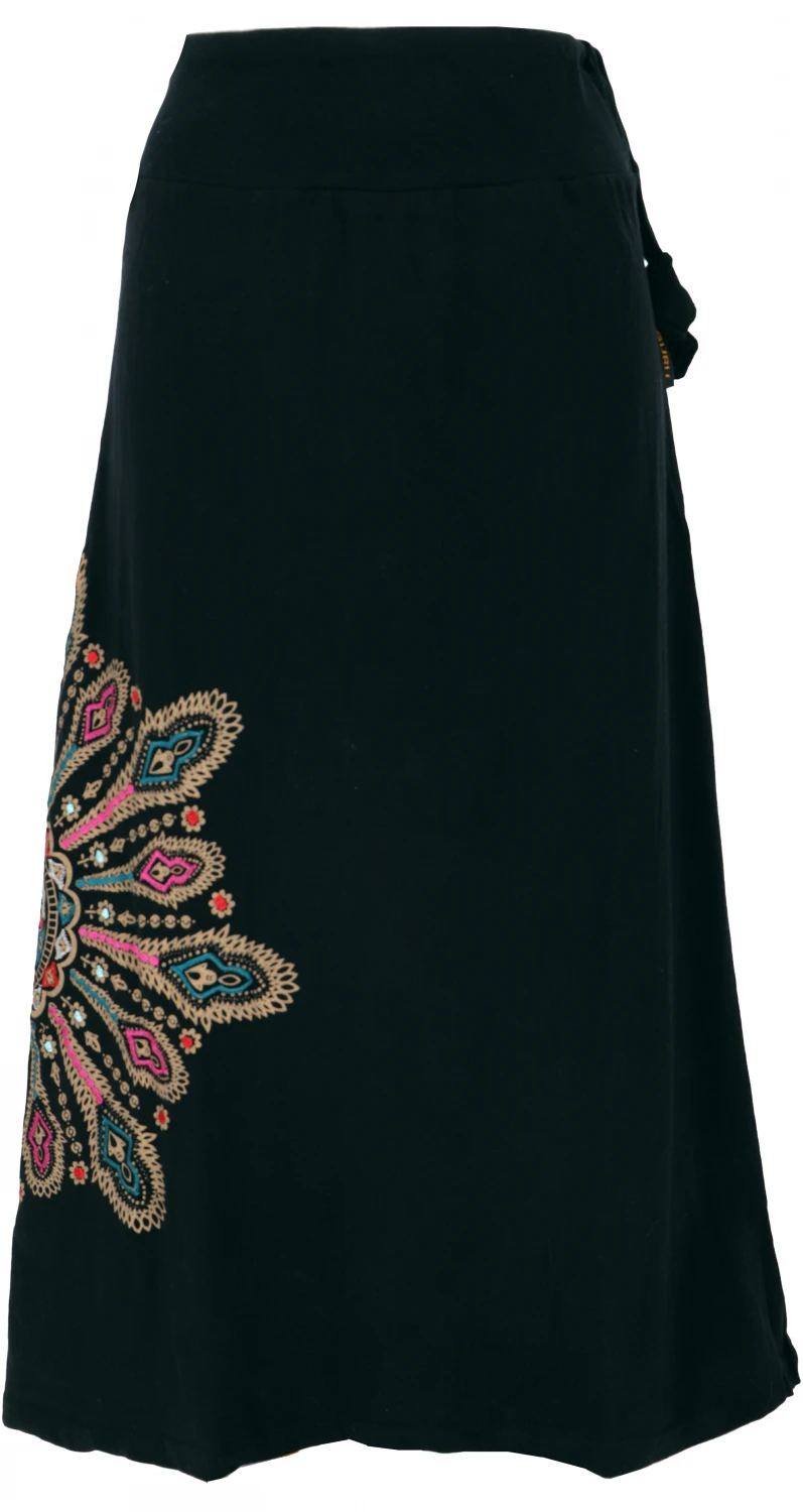 Maxirock, Langer Rock Mandala, Boho Rock - Schwarz/beige 3 Maxirock, Langer Rock Mandala, Boho Rock - Schwarz/beige