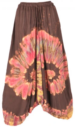 Batik Pluderhose, Aladinhose, Weite Sommerhose - Braun