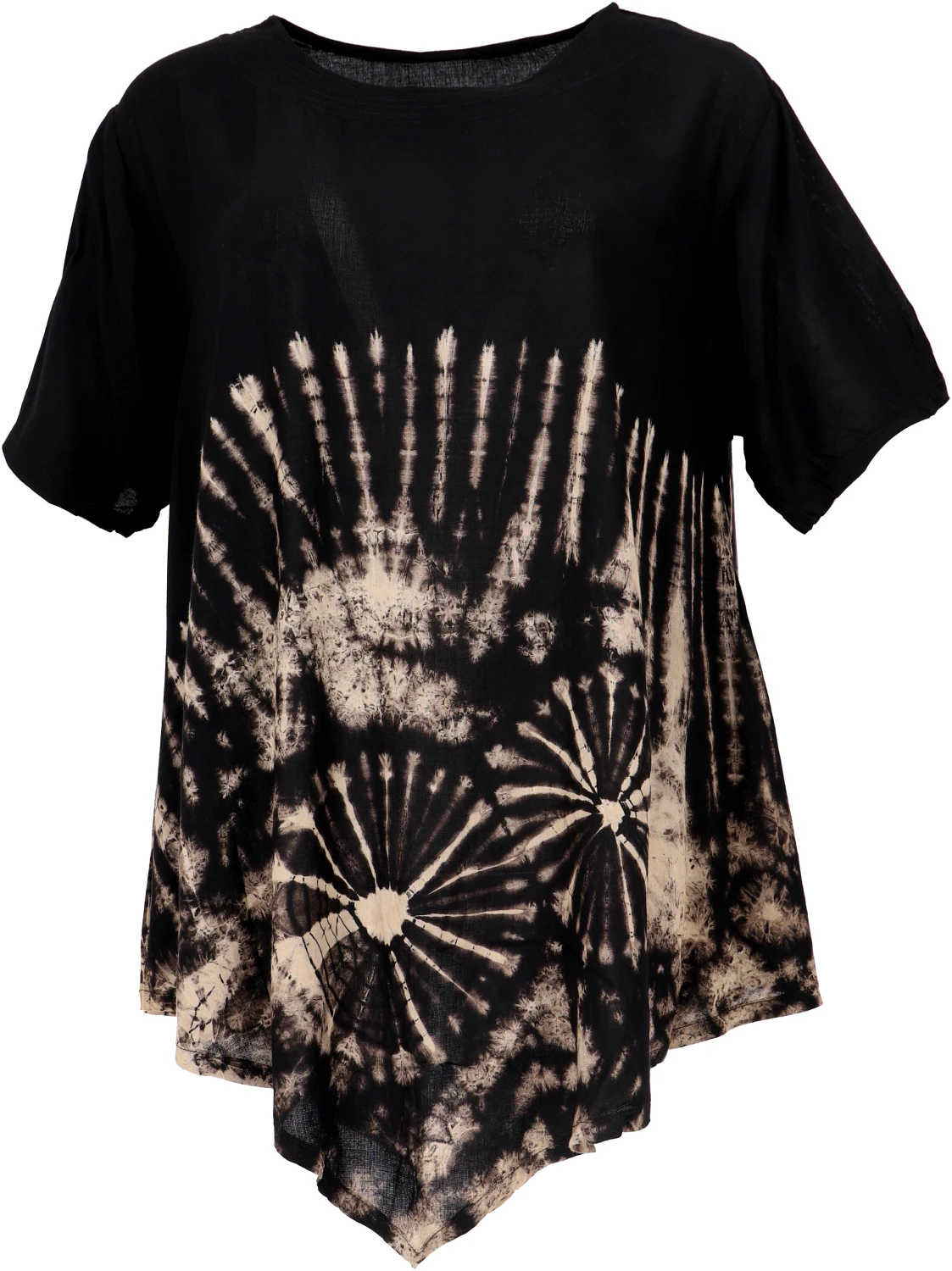 Batiktunika, Maxitunika, Boho Strandtunika, Übergröße - Schwarz 3 Batiktunika, Maxitunika, Boho Strandtunika, Übergröße - Schwarz