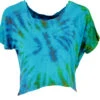 Batik Hippie T-Shirt, Unikat Kurztop, Yogatop - Blau/grün -Modebekleidungsgeschäft 35402 123batik tahailand 2023 122